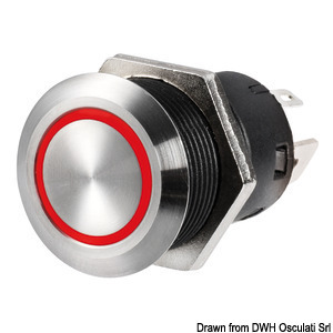 Foto - SWITCH- FLAT, (ON)-OFF, 12 V, S/S, RED