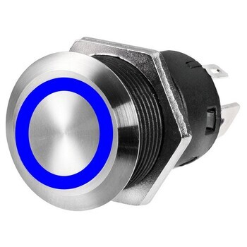 Foto - SWITCH- FLAT, (ON)-OFF, 12 V, S/S, BLUE