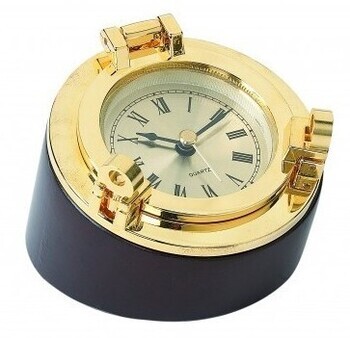 Foto - PORTHOLE CLOCK- PAPERWEIGHT, GOLD