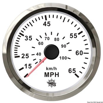 Foto - SPEEDOMETER WITH PITOT TUBE, 0-55 MPH, WHITE/GLOSSY, 96 mm